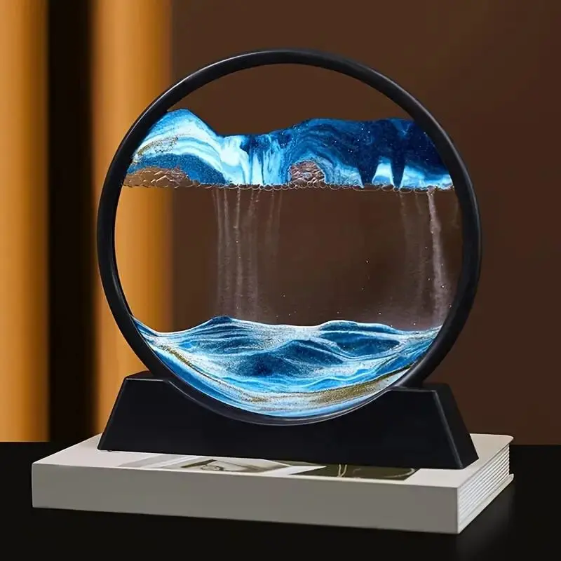 3D Deep Sea Flow Sand Art, 1 Count Relaxing Sand Desktop Decoration, Ornament for Home Office Desktop Bookshelf