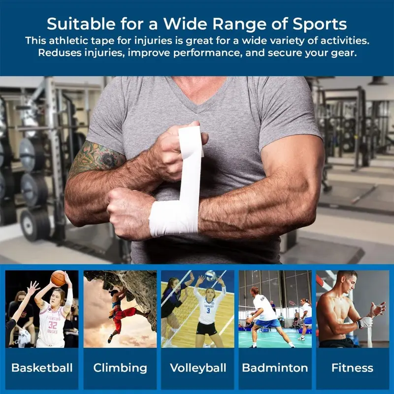 Breathable Sports Bandage Tape, 1 Roll/2 Rolls Serrated Tearable Athletic Bandage Tapes, Sports Injury Protector Tape for Gymnastics Boxing Lacrosse Climbing 5