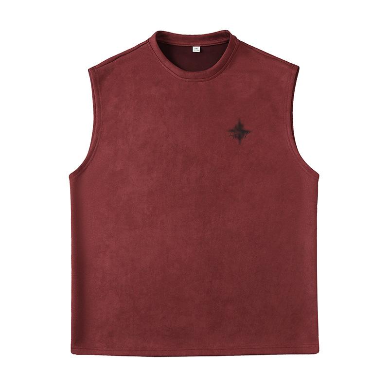 Lotin Suede Thin Sports Vest Men's 2024 Summer New Sleeveless T-shirt American Letter Printed Casual Waistcoat 7