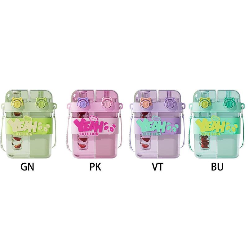 Product Introduction of 2025 Summer New Children's Water Bottle Student Double Drinking Straw Bottle Cute Cartoon Water Bottle Outdoor Portable Cup 21