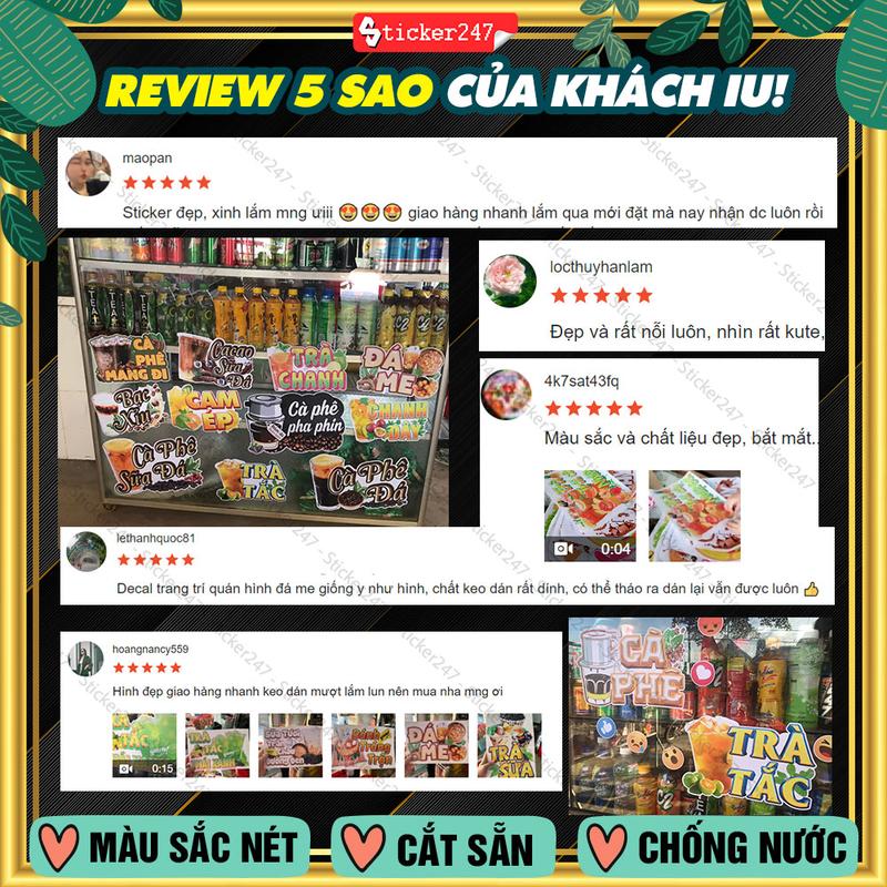 Tranh Dán Tường Cà Phê Pha Phin, Decal Dán Tường Trang Trí Quán Trà Sữa, Cà Phê - Sticker Chống Nước, Chống Nắng, Cắt Sẵn F48-12 5