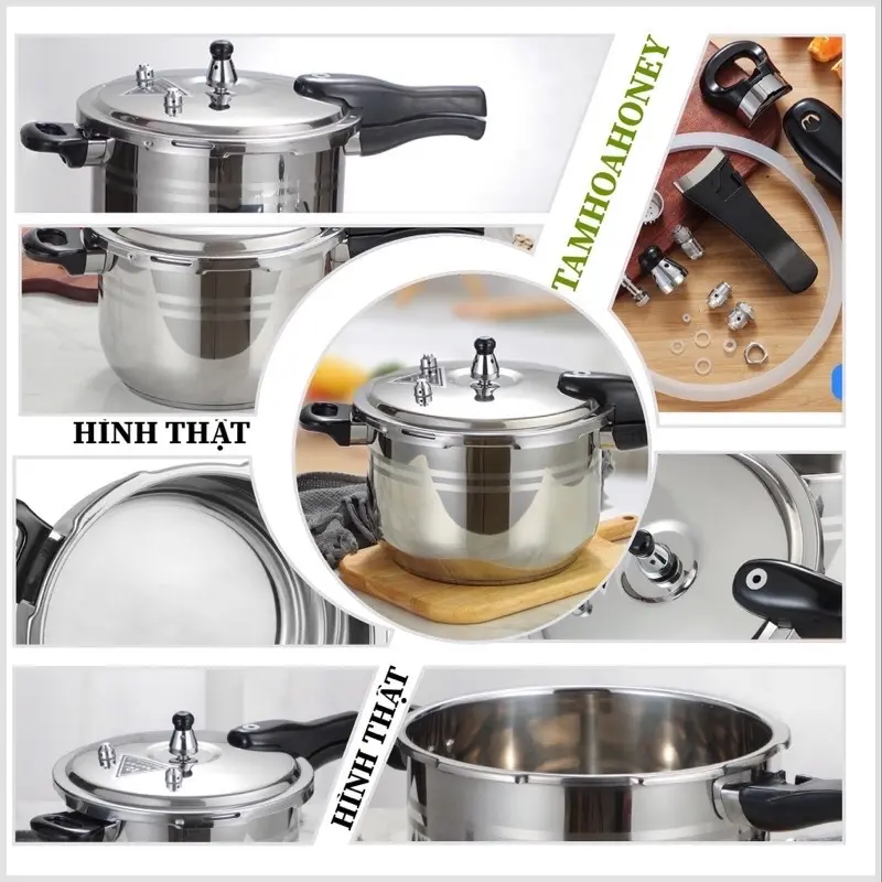 NỒI ÁP SUẤT NHÔM/ INOX 304 VỚI 3 LỚP AN TOÀN CHẤT LƯỢNG CAO DÙNG BẾP TỪ & BẾP GAS & HỒNG