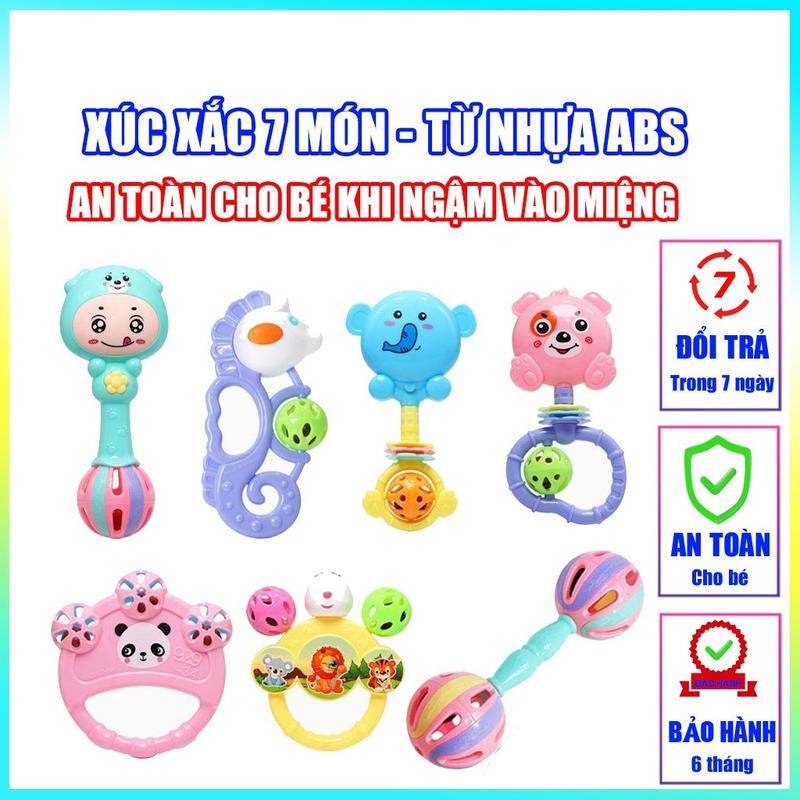 Bộ đồ chơi xúc xắc 7 món hình thú phát tiếng kêu vui nhộn kích thích vận động và giác quan của bé Cho Bé Voi xuc  xac chobe toys baby