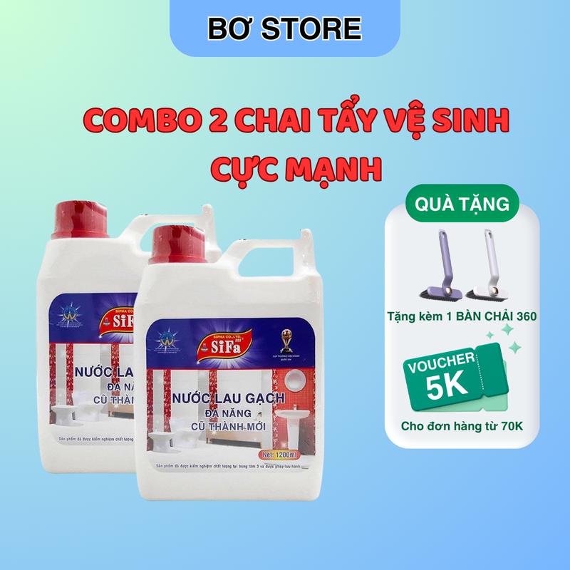 COMBO 2 CHAI NƯỚC TẨY GẠCH MEN XI MĂNG CỰC TRẮNG CHÍNH HÃNG CHUẨN THÁI (1,2kg/chai) Làm Sạch chất lỏng chống vi khuẩn đồ vệ sinh nhà cửa nước lau sàn ở mầm non
