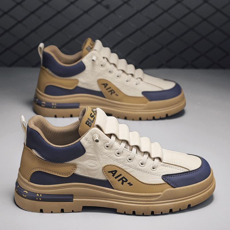 Giày Thể Thao Nam Q2M-S310 Chất Liệu Da PU Cao Cấp May Khâu Chắc Chắn Không Nhăn Nhàu Không Thấm Nước Đế Cao Su Tổng Hợp Ma Sát Tốt Chống Trượt Bám Chắc Mọi Địa Hình - Màu Kem ĐEN - Đế Bằng Shoes