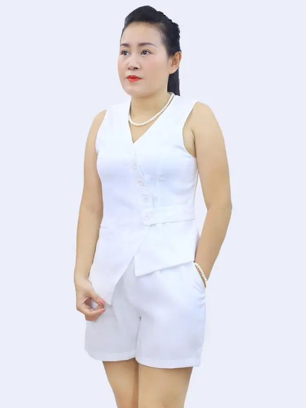 Set Bộ Nữ Gile Quần Ngắn Sang Chảnh,Thiết Kế Nút Gài,Thời Trang Mặc Nhà 5