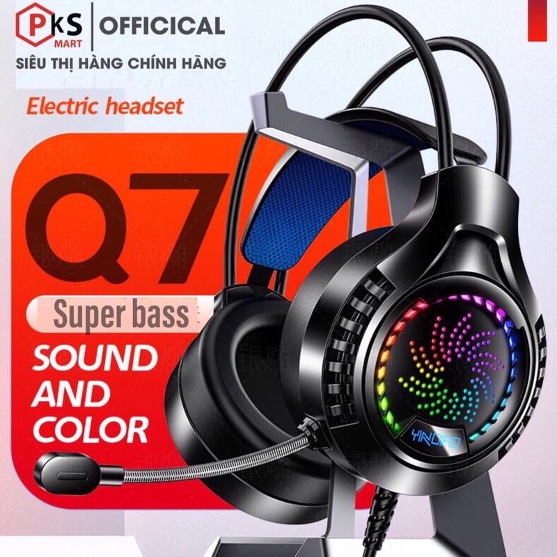 Tai nghe Chụp Tai - PKSMART x Q7 USB 7.1 Gaming Có Mic Chống Ồn Led Đẹp Dùng Cho Máy Tính Laptop Có 3 Màu Trắng Đen Hồng Nghe Nhạc