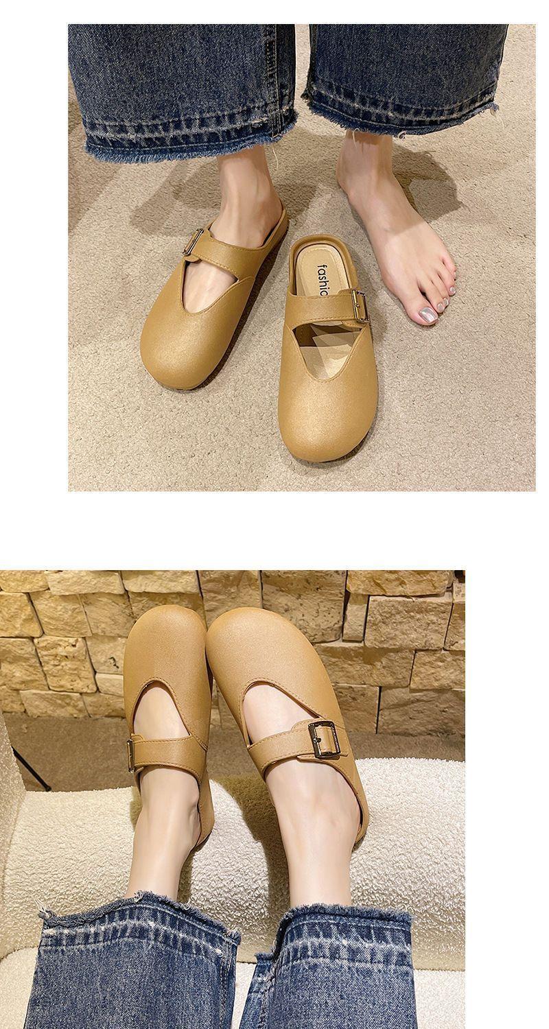 Product Introduction of New Soft Bottom Increase All-Match Closed Toe Half Slippers Slip-on Lazybones' Shoes Birkenstock Women's Outer Wear 22