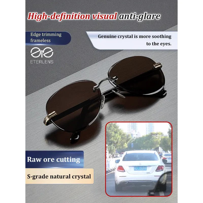 Men's UV protection crystal stone fishing goggles sunglasses for driving 1