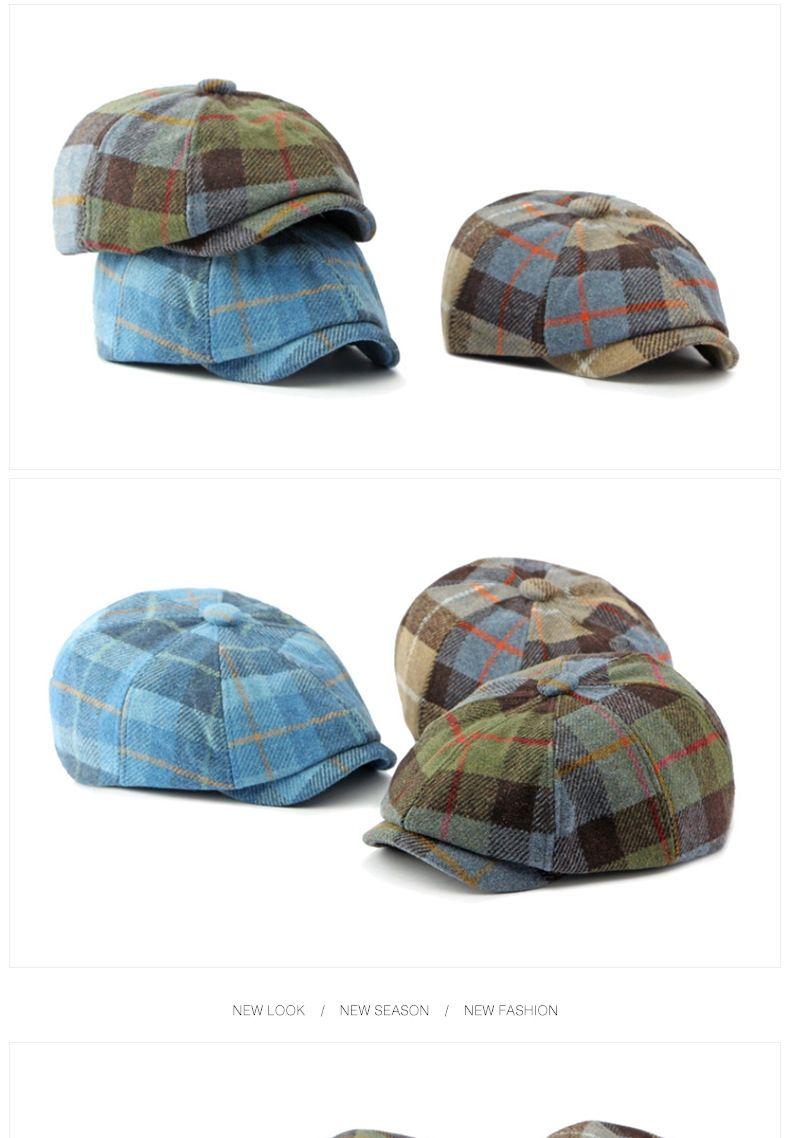 Product Introduction of [red fedora]Autumn and Winter Warm Woolen Octagonal Hat Newsboy Cap Beret Big Head Circumference Peaked Cap Outdoor Men and Women Painter Cap 11