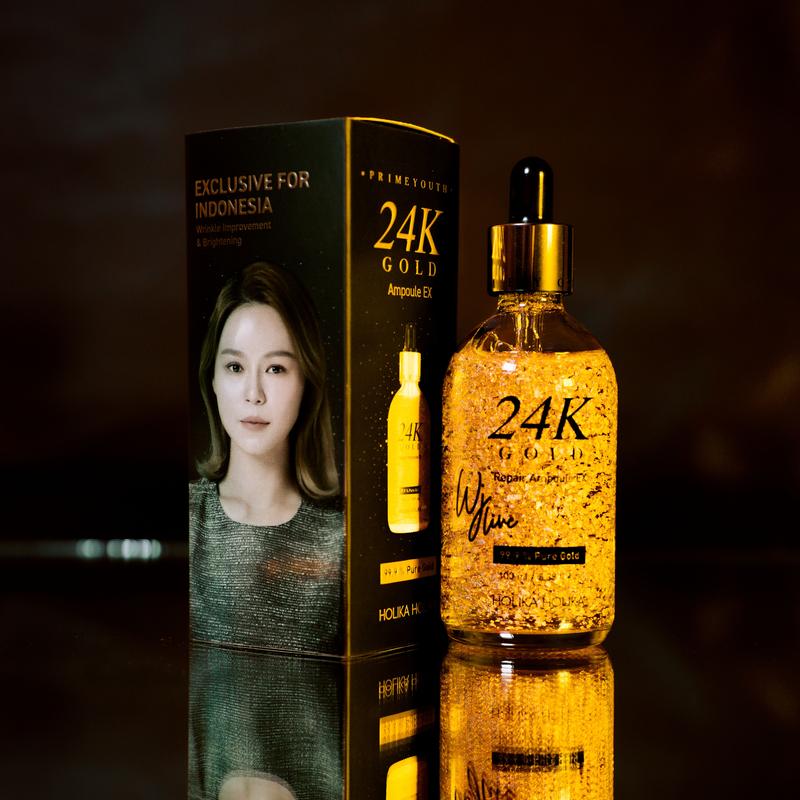 [Holika Holika] NEW 24K Gold Ampoule ( Serum Wajah Emas) Kerutan Mencerahkan Vitamin Mengencangkan 4