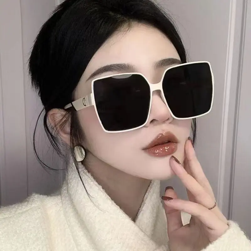 Street Shot Sunglasses High-Grade INS Style Sunglasses Women's Large Frame Fashion Boutique Trendy UV Protection Sun Protection Driving Outdoor Wear Wear Goggles