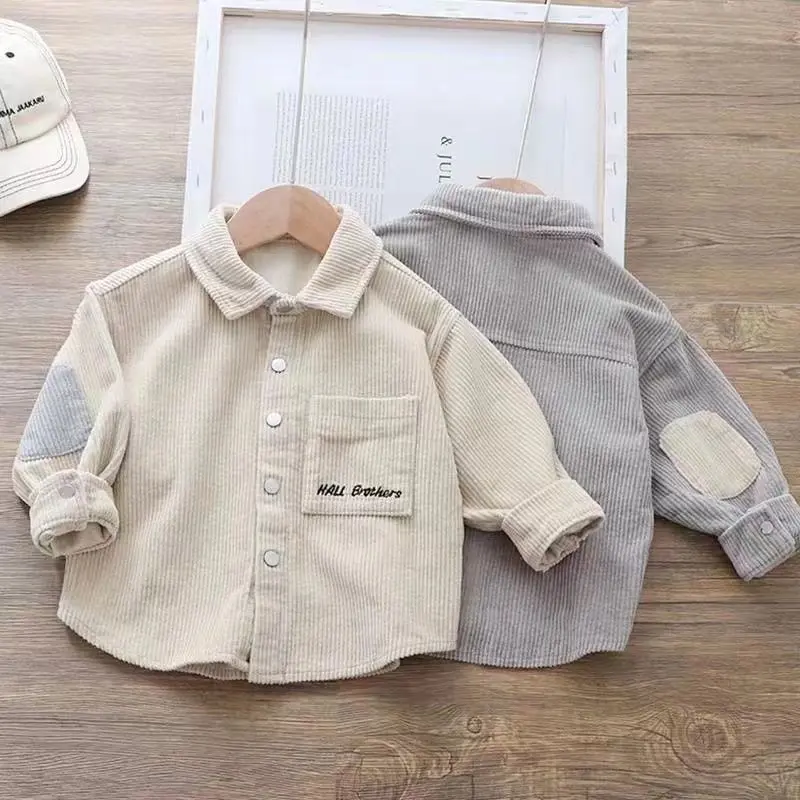Áo Sơ Mi Bé Trai, Phong Cách Pu Shuai, Áo Khoác Vải Nhung Kẻ, Dành Cho Bé Trai Trẻ Em, Thích Hợp Cho Mùa Xuân Và Mùa Thu, Quần Áo Mùa Thu Cho Bé Trai Trẻ Em, Áo Mùa Thu, Quần Áo Trẻ Em