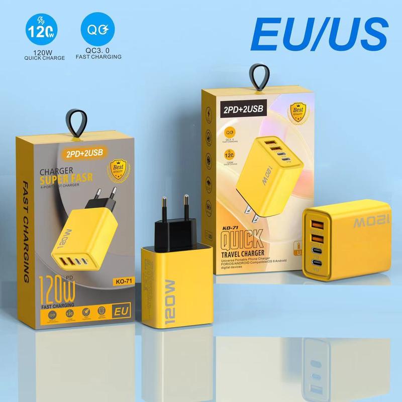 Product Introduction of ที่ชาร์จสมาร์ทโฟน, 120W, USB คู่ + Type-C คู่, อะแดปเตอร์ชาร์จเร็ว PD แบบหลายปาก, ซ็อกเก็ตชาร์จ eu/us 17