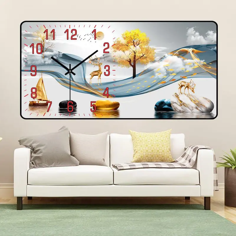 TRANH ĐỒNG HỒ TRÁNG GƯƠNG CAO CẤP 5D IN UV Treo Tường Decor Decor Phòng Trang Trí Trang Trí Nhà Phòng Khách đồng  hồ đồng  hồ tranh treo 7