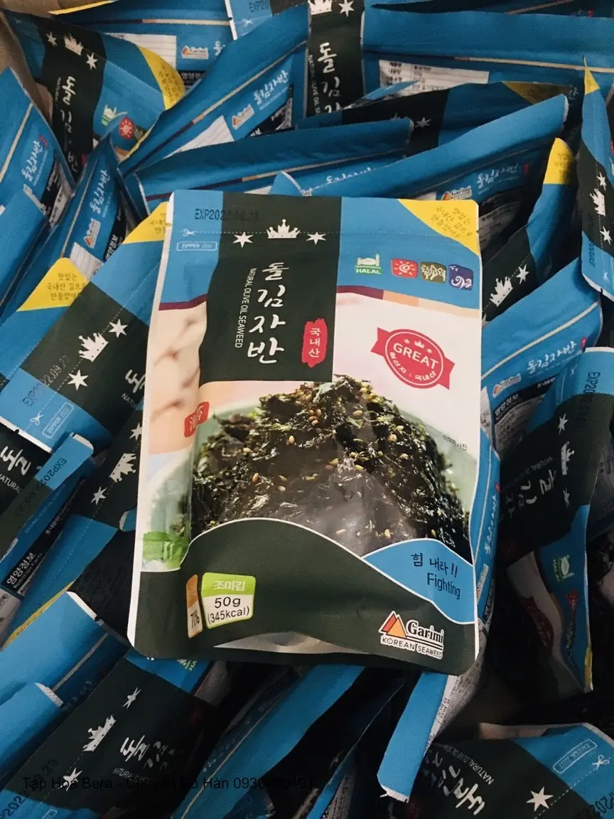 Rong biển rắc cơm Fighting, Lá kim vụn dầu oliu ăn liền (Bịch 50g)