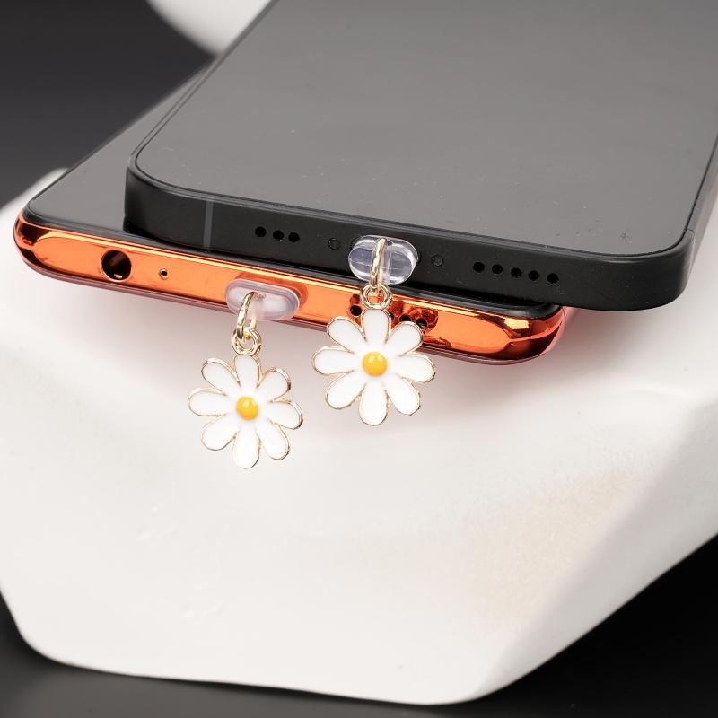 Daisy Design Phone Charging Port Dust Plug, Cute Flower Design Phone Charging Port Decorative Pendant, Phone Accessories 0