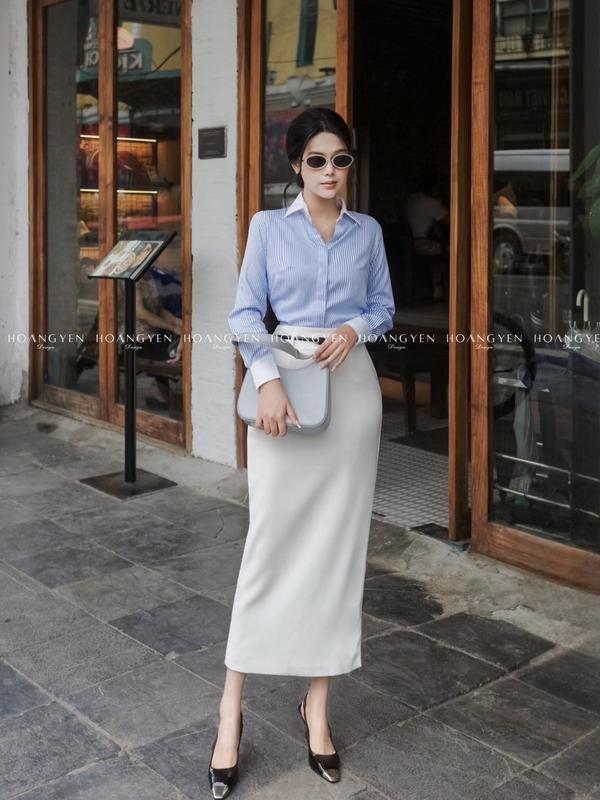 [HYD] Chân váy mindi Nữ dáng dài vải tây Kaki thun co dãn xẻ sau 2 lớp 2 túi hông (không kèm belt)