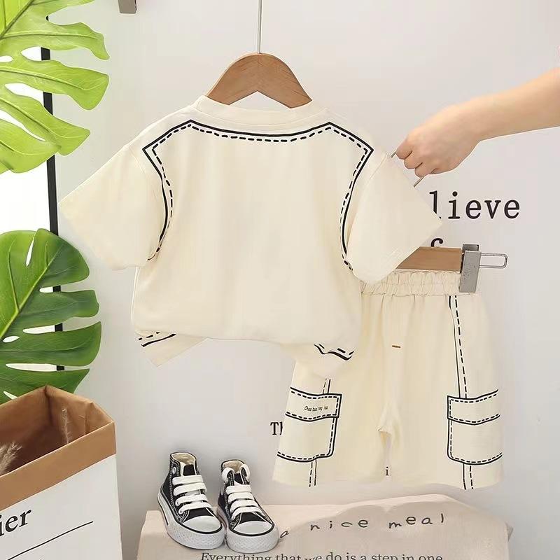 Product Introduction of Bộ Đồ Bé Trai Mùa hè, AG SHOP, Hàng Mới Về Năm 2024, Áo Thun ngắn Tay Cổ Thuyền Chữ Cái, Quần Đùi Thường Ngày Cho Em Bé Trai, Bộ Hai Mảnh, Thiết Kế Thiên Thần, [Phiên Bản Mới] ✨ [Thiên Thần] ✨ 8