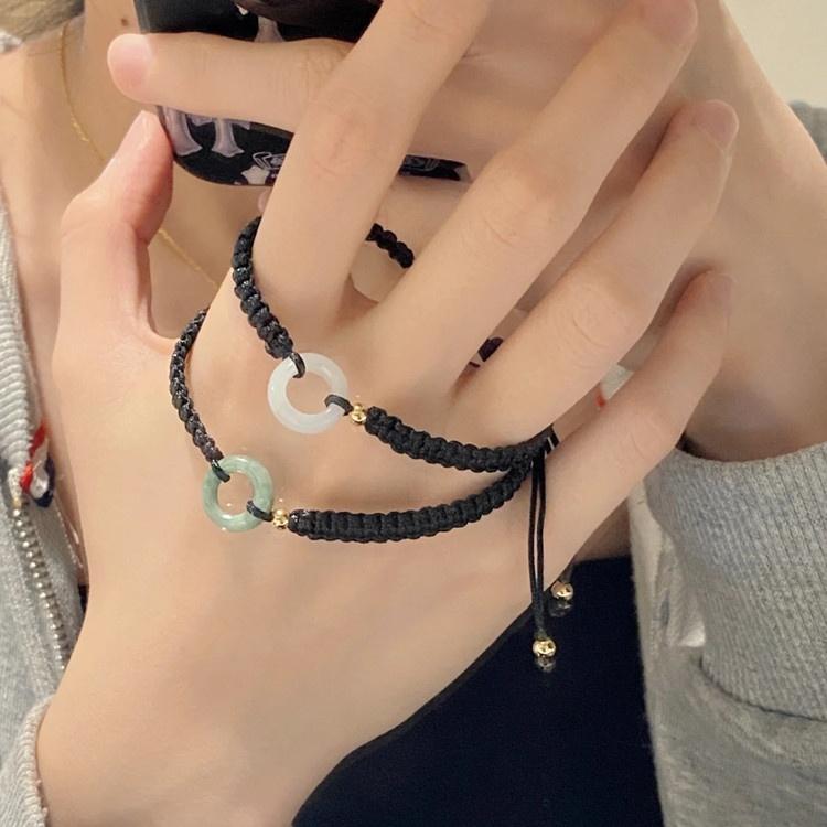Phụ Kiện Trang Sức Nữ, Thời Trang, Dây Thừng Vòng Tay Có Thể Điều Chỉnh Dệt Cặp Đôi, Ngọc Bích Nhân Tạo Kiềng Đeo Tay 1