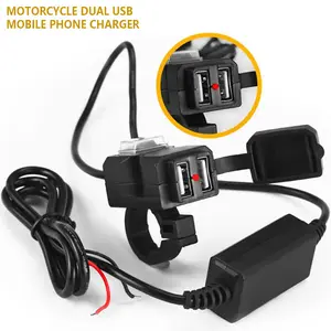 pengisi daya USB casan Charger Motor 2 Port Waterproof anti air 2.1 A