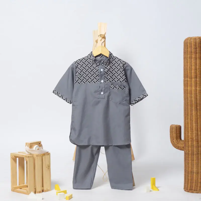 DAPAT 3 SETEL SETELAN BAJU KOKO ANAK MOTIF BATIK TERBARU BAHAN KATUN POLY PREMIUM 1-10 TAHUN Koko Anak Laki-laki 3