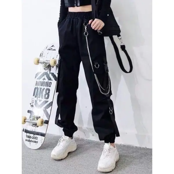 Quần túi  hộp khuy cài  kèm  phụ kiện sai 40-62kg nam nu mặc  ok Pants Kaki Đen Women Menswear Kem Quần Âu quana unam 4