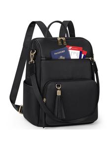 Fashionable Solid Color Backpack with Tassel Charm,  Travel Backpacks, 2025 New Casual Waterproof Anti-theft Backpack, Simple Design Backpack for Women & Men