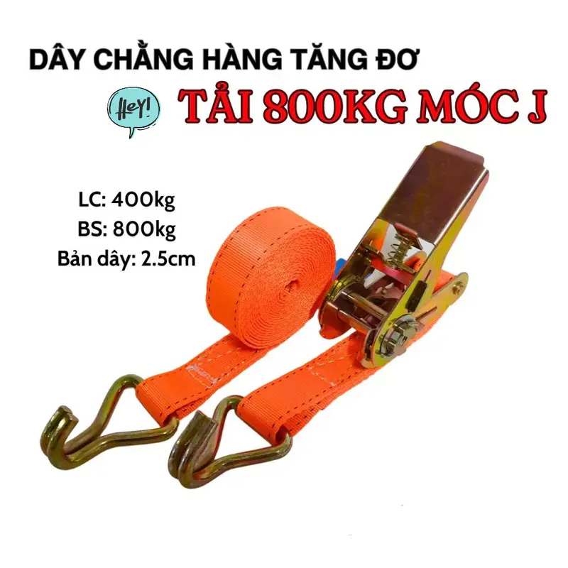 Dây cảo tăng đơ chằng hàng chịu lực 800kg rộng 2.5cm, dùng buộc hàng xe đạp xe máy ô tô, pallet hàng hóa 0