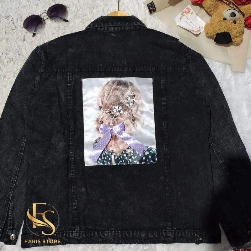 Jaket Jeans Wanita Oversize Jaket Denim Snow Black Snow Blue Wanita Viral 4
