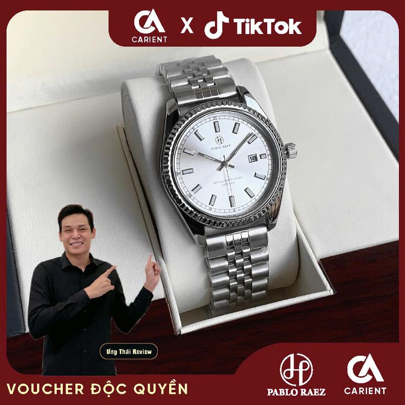 Đồng hồ nam dây thép cao cấp PABLO RAEZ 6259 mặt số phát sáng cao cấp có lịch ngày CARIENT