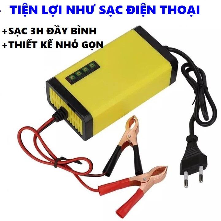 Sạc Bình Ắc Quy tự động ngắt 12V 2Ah-20Ah sạc acquy xe máy, xe ô tô, có đèn led báo đầy