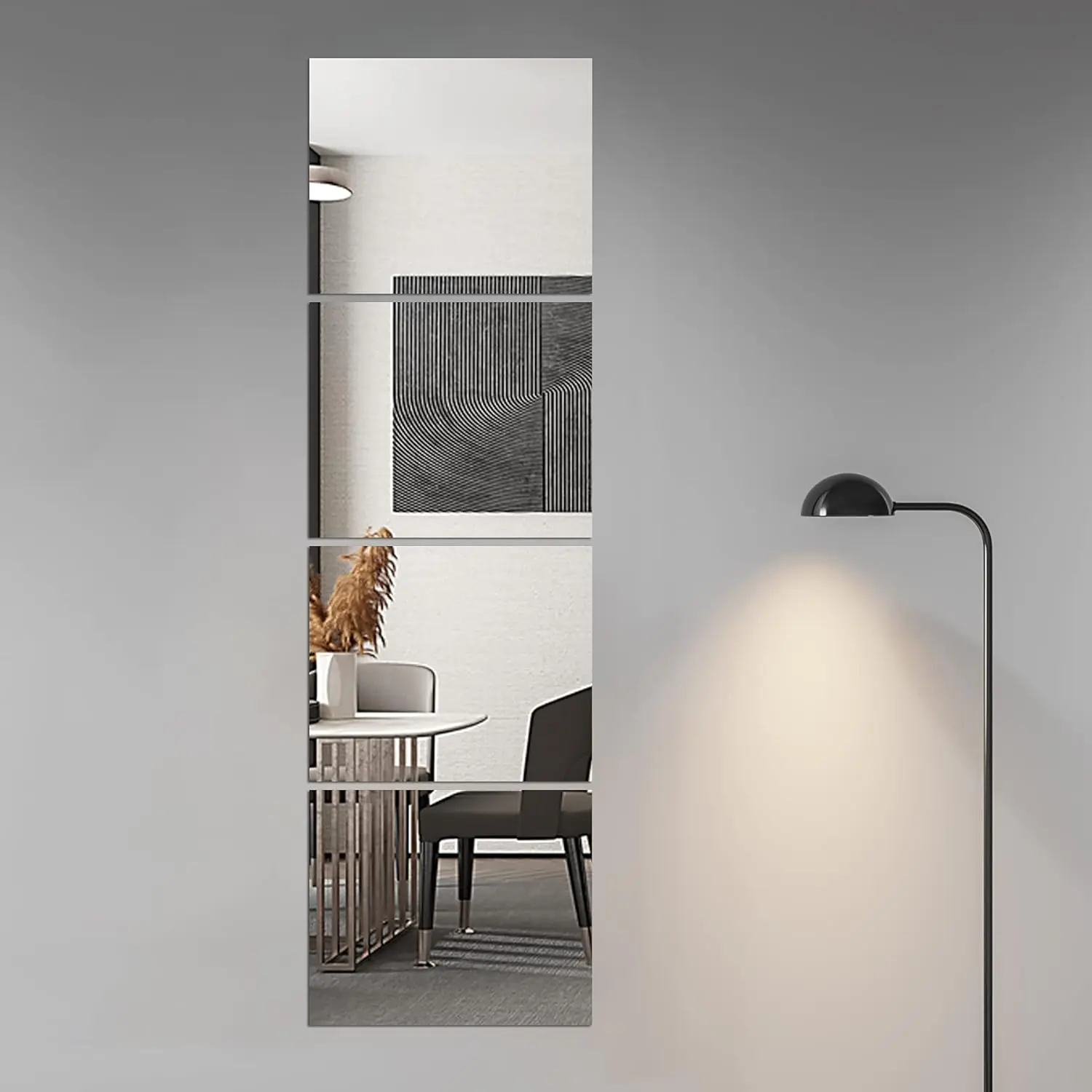 Glass Full Length Wall Mirror Tiles, 40x30cmx 4PCS, Full Body Mirror for Bedroom, Full Length Mirror Wall Mounted for Home Gym, Door