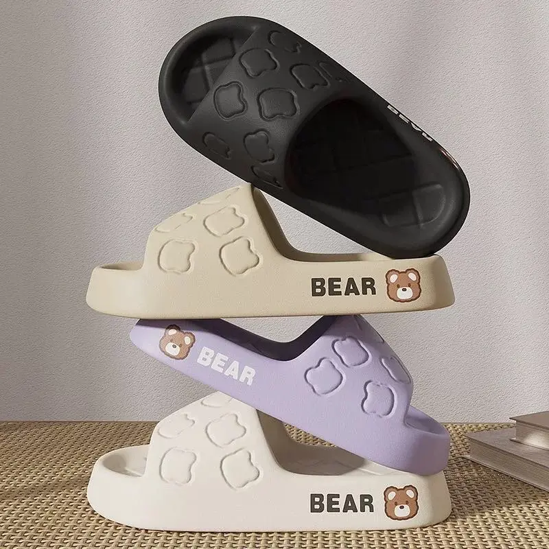 cici New arrival Korea flat sandals soft Bear indoor outdoor slipper for women Footwear Walking Shoes Girl Slide Flipflop Comfort fyang  sandal