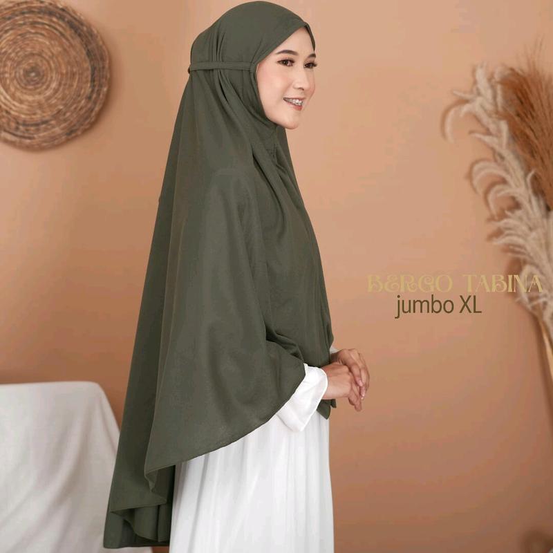 Bergo Jumbo Tabina Jilbab Instan tali hijab simple khimar non ped anti tembem 0