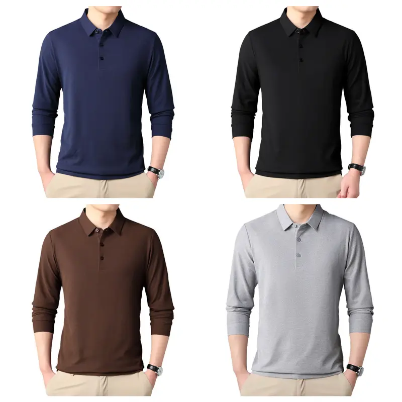 BigSize Áo Polo Dài Tay Nhiều Màu Phom Xuông Chất Thun dày Mềm Mịn Mát Không Xù Lông 0
