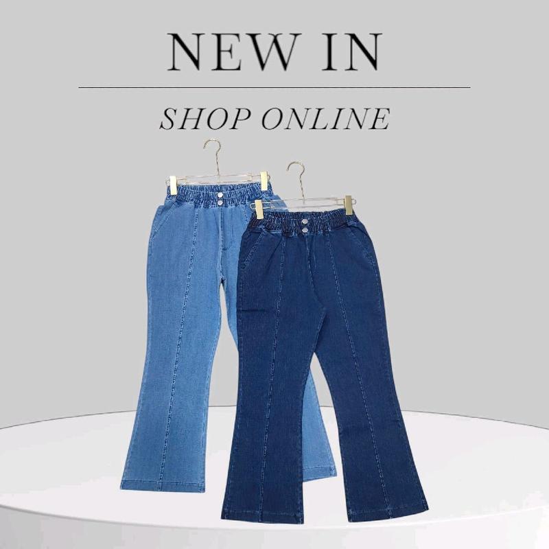 Quần jean nữ 9 tấc ống loe chích lý co dãn tốt lưng thun M.067 - Pants