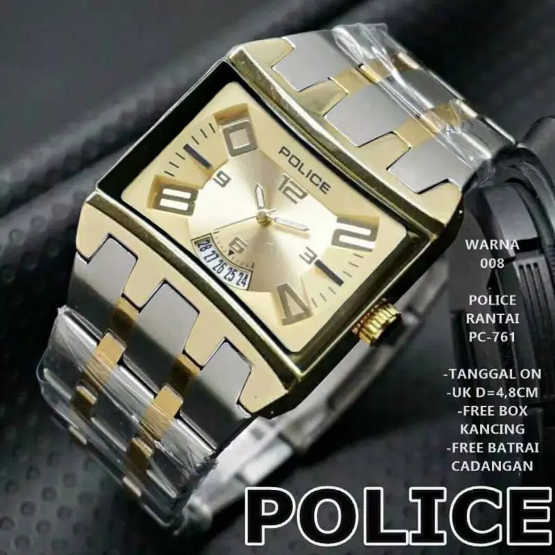Jam Tangan Pria Analog POLICE Diameter 5cm Tanggal Aktif Anti Air Stanliess Stell Premium Anti Karat dan Anti Air Tahan air 6