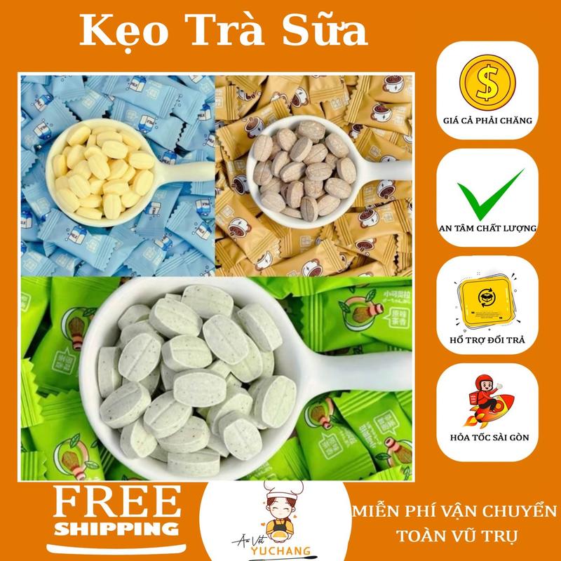  Kẹo Trà Sữa 3 vị Matcha Cà Phê Vị Sữa -  Ăn Vặt YuChang Candy Food 