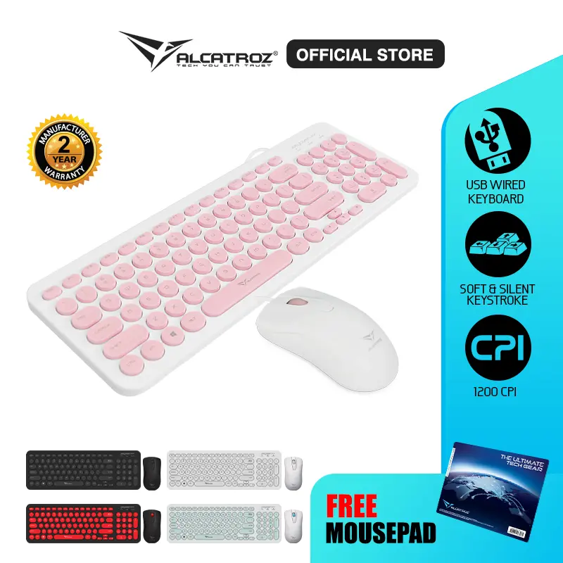 Alcatroz Combo Keyboard & Mouse Wired JellyBean U2000 -Garansi 2Tahun