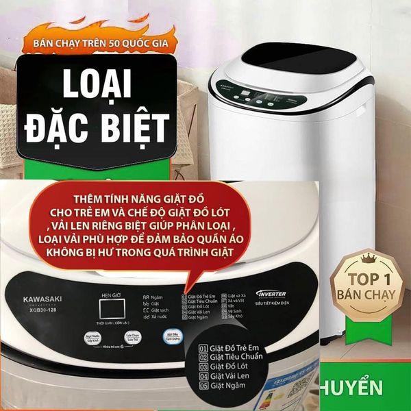 Máy giặt mini Kawasaki cửa đứng cao cấp giặt vắt sấy khử khuẩn khối lượng 17KG kích thước 70x42x42 bảo hành 6 năm - Làm Sạch - inverter - tia UV