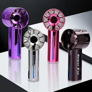 Kipas Semprot Genggam Kecepatan Tinggi Turbin Elektroplating Kreatif Baru, Dapat Diisi Ulang USB, Kipas Pendingin dan Pelembap dengan Lampu