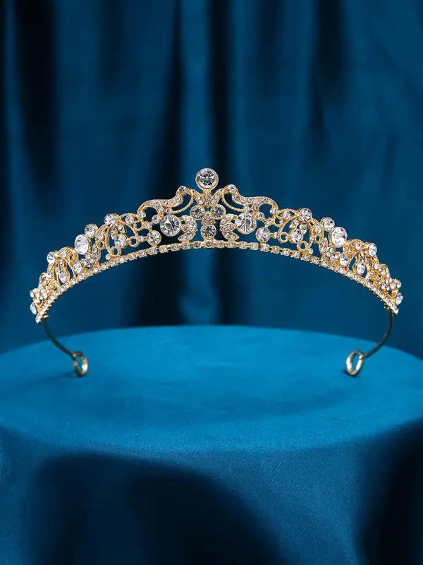 Rhinestone Decorated Crown Tiara, Elegant Bridal Headwear for Wedding Bridal Party Formal Occasions, Fashion Hair Accessories for Women 2