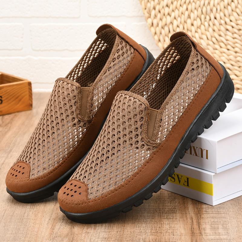 Giày Lưới Thường Ngày Cho Nam Trung Niên, Thoáng Khí, Đế Mềm, Kiểu Lười, Không Trơn Trượt, Thích Hợp Lái Xe, Giày Nam 0