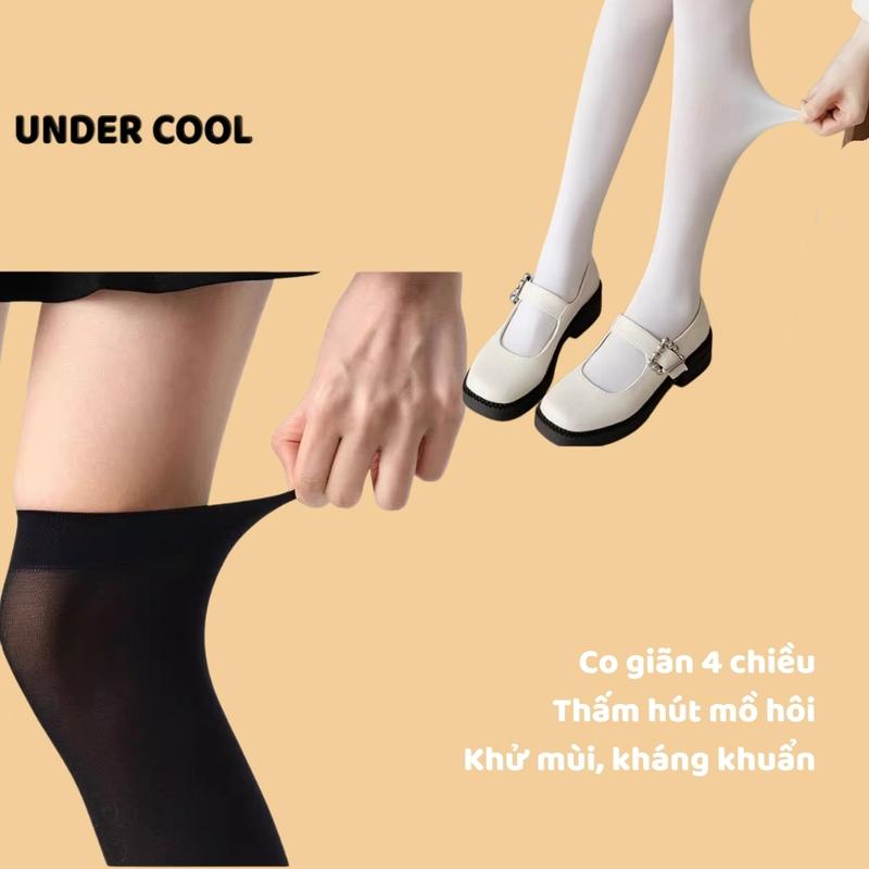Tất Nữ Cổ Cao Đùi Trơn Đen Trắng UNDERCOOL Tất Ống Dài Qua Bắp Chân 42cm Dành Cho Nữ phong cách Nữ Sinh Hàn Quốc  TC67 2