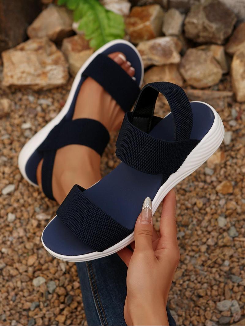 Product Introduction of Women's Fashionable Plain Color Sandals, 2024 New Style Casual Comfortable Sandals for Summer, Lightweight Breathable Shoes for Daily Wear, Girl 3