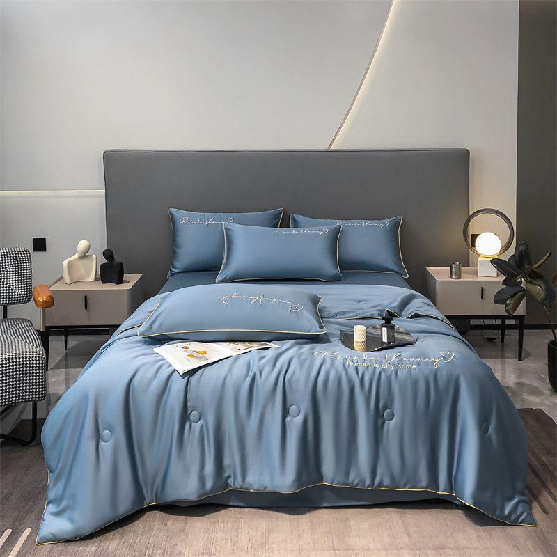 Product Introduction of 2025 Summer Washed Silk Summer Quilt Ice Silk Tencel Summer Quilt Four-Piece Set Double Machine Washable Air Conditioning Quilt Summer Thin Quilt 19