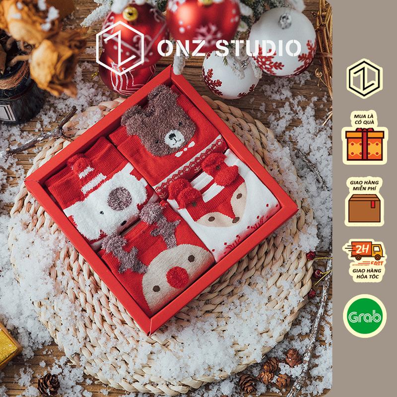 [SẴN + KÈM HỘP] Set vớ cotton ONZ - Set tất chân nam nữ cổ cao mềm mịn co giãn quà tặng mùa Giáng sinh Noel TA07