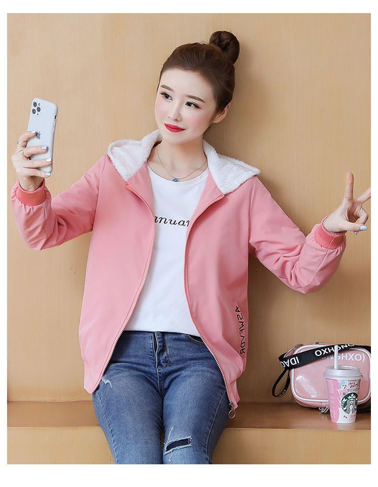 Product Introduction of Áo Khoác Có Mũ Trùm Đầu, Lót Lông Cừu, Dày Dặn, Hàng Mới Về Thu Đông 2020, Áo Khoác Ấm, Dành Cho Nữ, Phong Cách Hàn Quốc, Dáng Rộng Vừa Vặn, Dễ Phối Đồ, Thích Hợp Cho Thể Thao Và Thời Trang 24