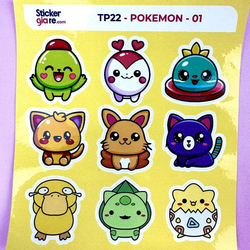 Nhãn dán sticker - Tp 22 - POKEMON - nhãn dán sticker chủ đề hoat hình POKEMON 2